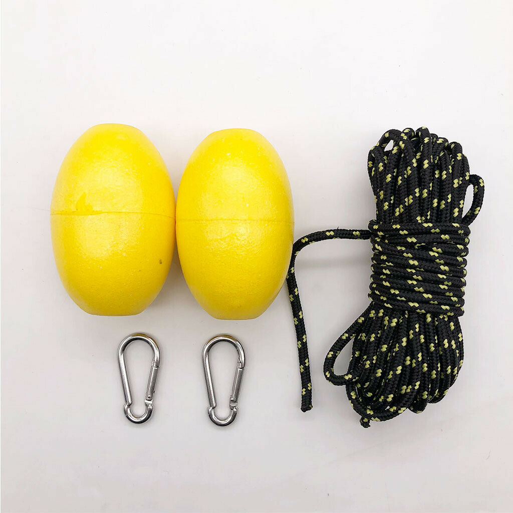 9.1m Marine Rope Tow Line, Buoy Ball Float Leash and Stainless Steel Hook for