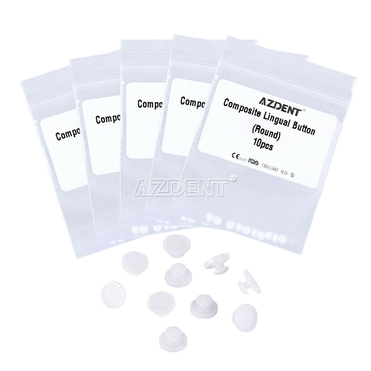 10 X Dental Orthodontic Composite Ceramic Lingual Buttons Bondable Round Base