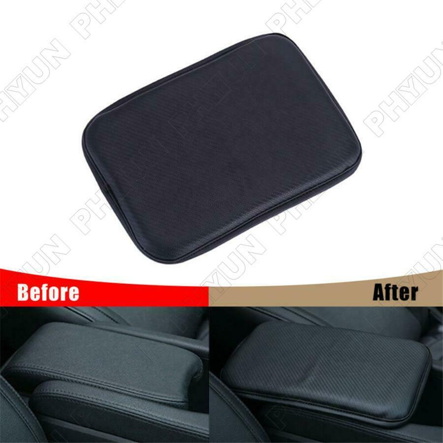 Black PU Leather Car Center Console Mat Cover Protector Accessories Armrest Pad