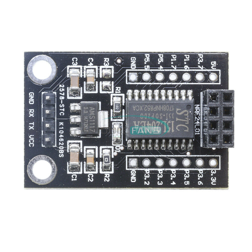 5PCS MCU 5V-3.3V Wireless STC15L204 AMS1117 Driver Board+NRF24L01 UART Interface