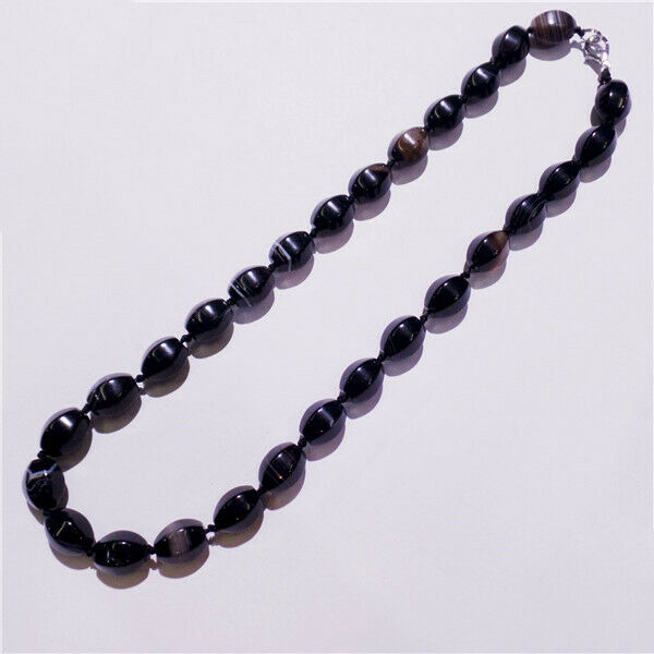 1 Strand 14x10mm Black Agate Faceted Lantern Beads Handmade Necklace 42cm HH9197