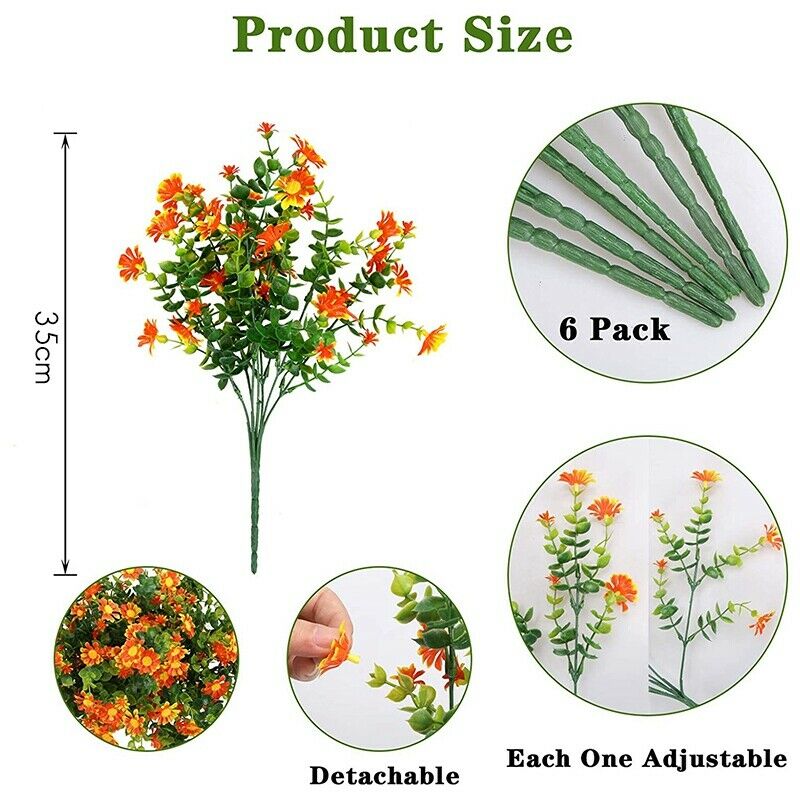6 Pack Artificial Flowers for Outdoors,Winter Color Resistant Boxwood ShrubsS3S1