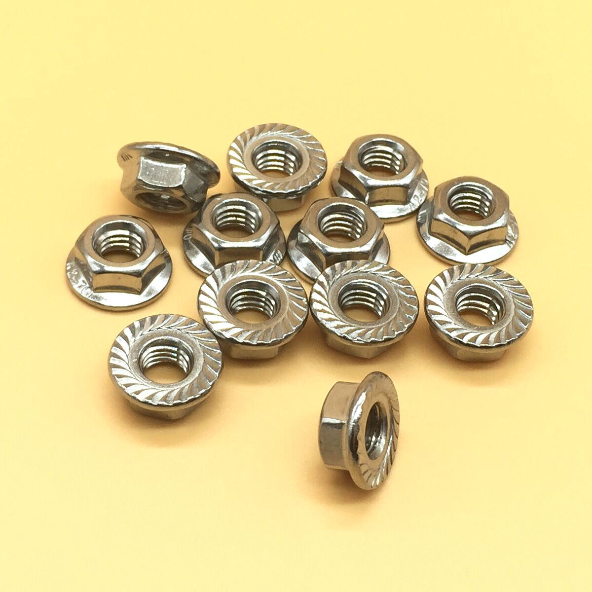 M3 x 0.5 Stainless Steel Flange Hex Nut Right Hand Thread 12Pcs [M1]