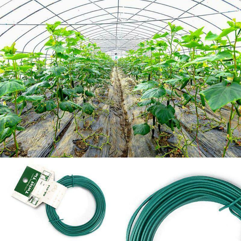 15m Plant Twist Tie Garden Wire Green Coated String DIY For Garden Training