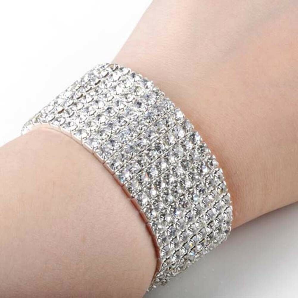 Fashion Crystal Rhinestone Stretch Bracelet Bangle Wristband Wedding Bridal Gift