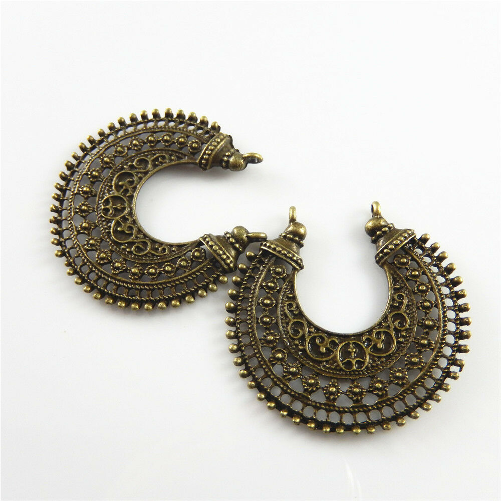 Pack 6 Antiqued Bronze Zinc Alloy Nice Moon Charms Necklace Pendant Findings