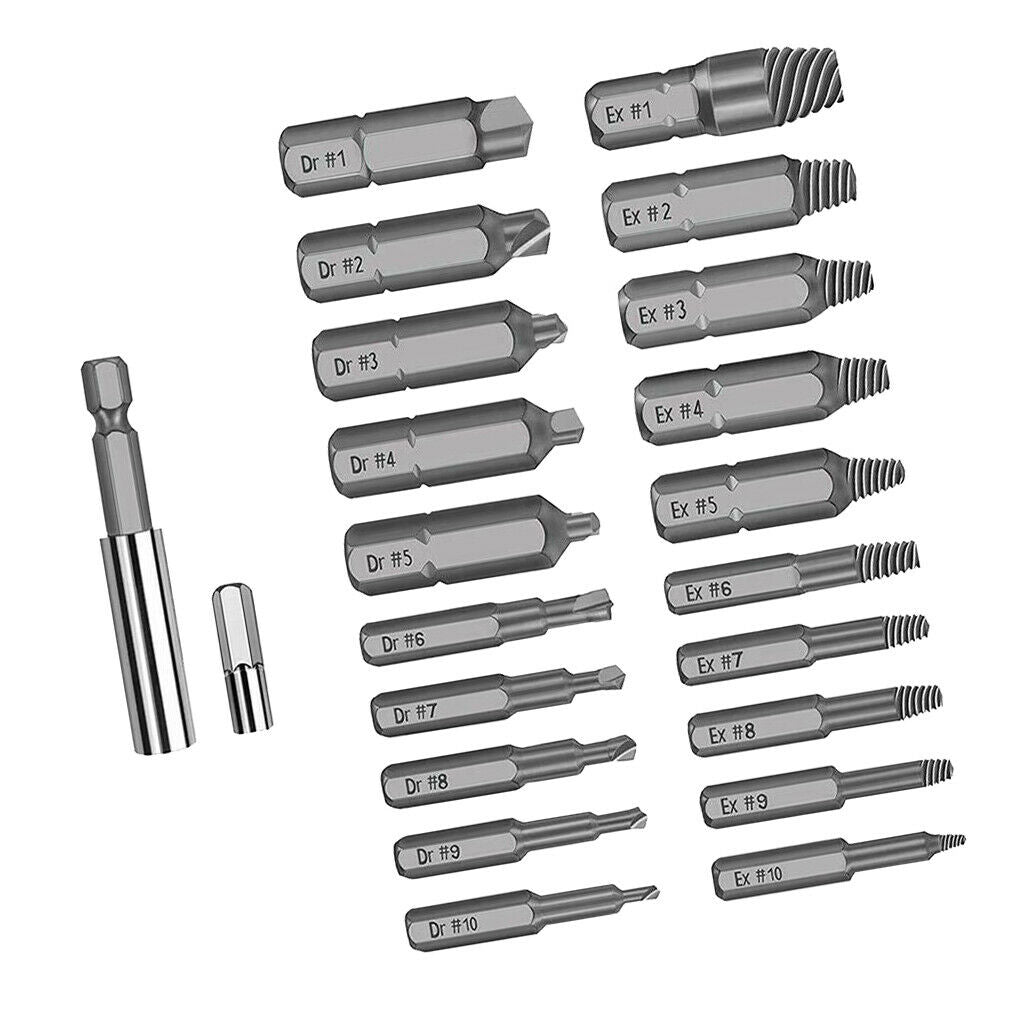 Lots 22 Damaged Screw Extractor Drill Bits Remover Set Kit Socket Adapter