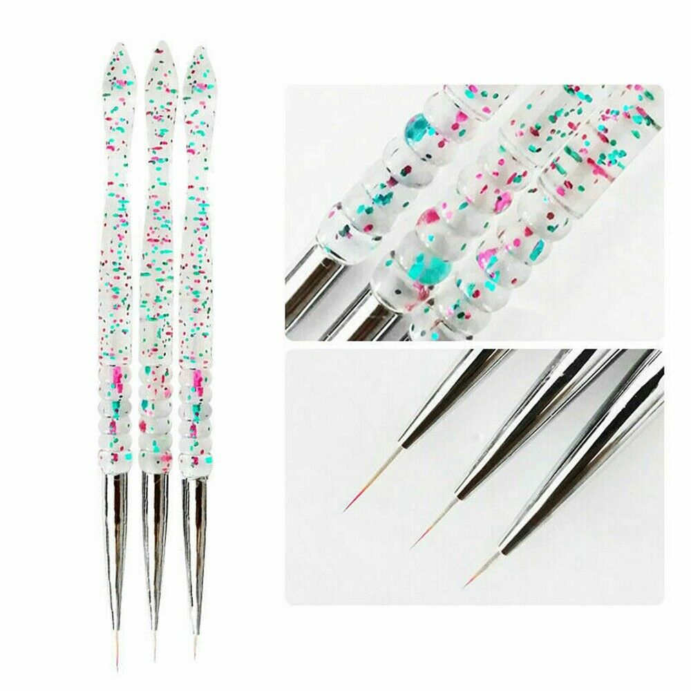 3Pcs Nail Art Pen Dotting Drawing Painting UV Gel Liner Polish Brush Nails Tool