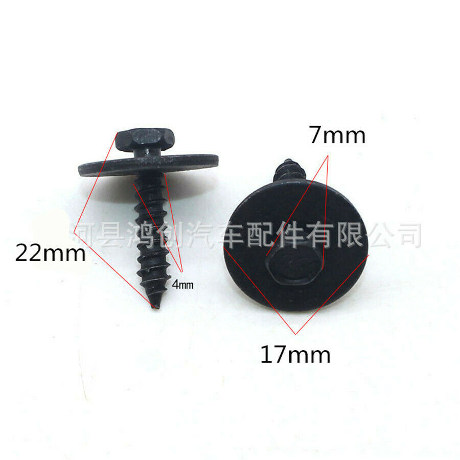 100Pcs/Lot Metal Car Screw Body Fender Bumper Retainer Clips 7mm Hex Fasteners