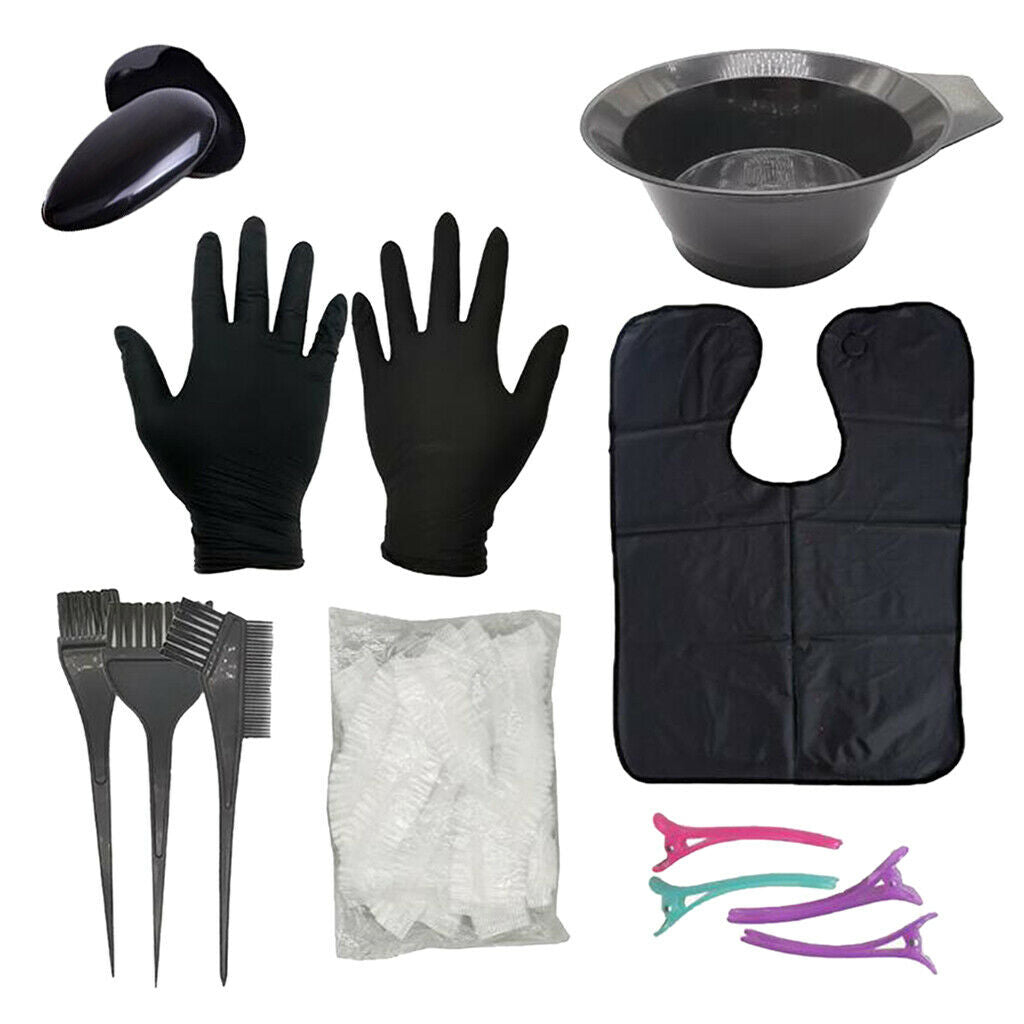 Salon Hair Coloring Dyeing Hairdressing Tools Cape Gloves Hair Clips Set