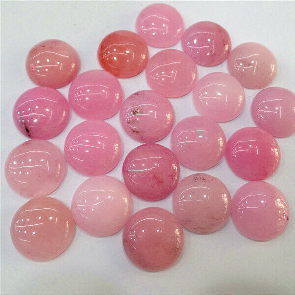 10Pcs 20mm Wholesale Pink Malay Jade Round Cab Cabochon Jewelry Making HH7160