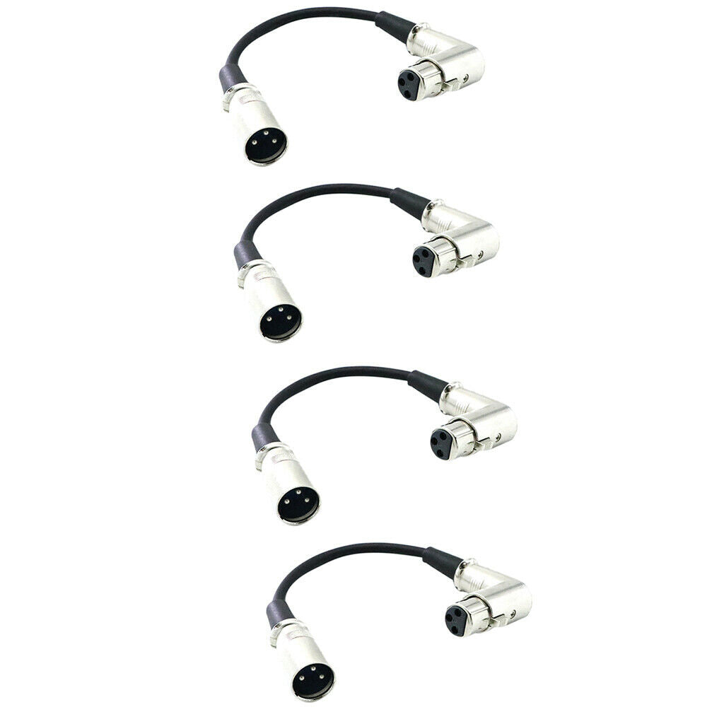 4pcs 3' XLR Right Angle 90 Deg Female to Straight Male Patch Cable Micphone