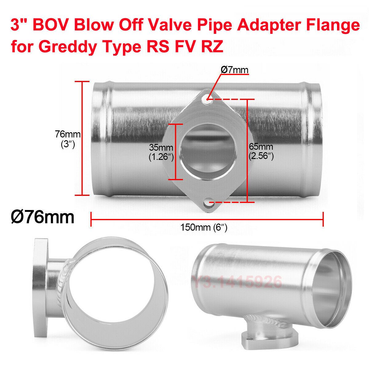 3" 76mm Aluminum BOV Blow Off Valve Pipe Adapter Flange for Greddy Type RS FV RZ