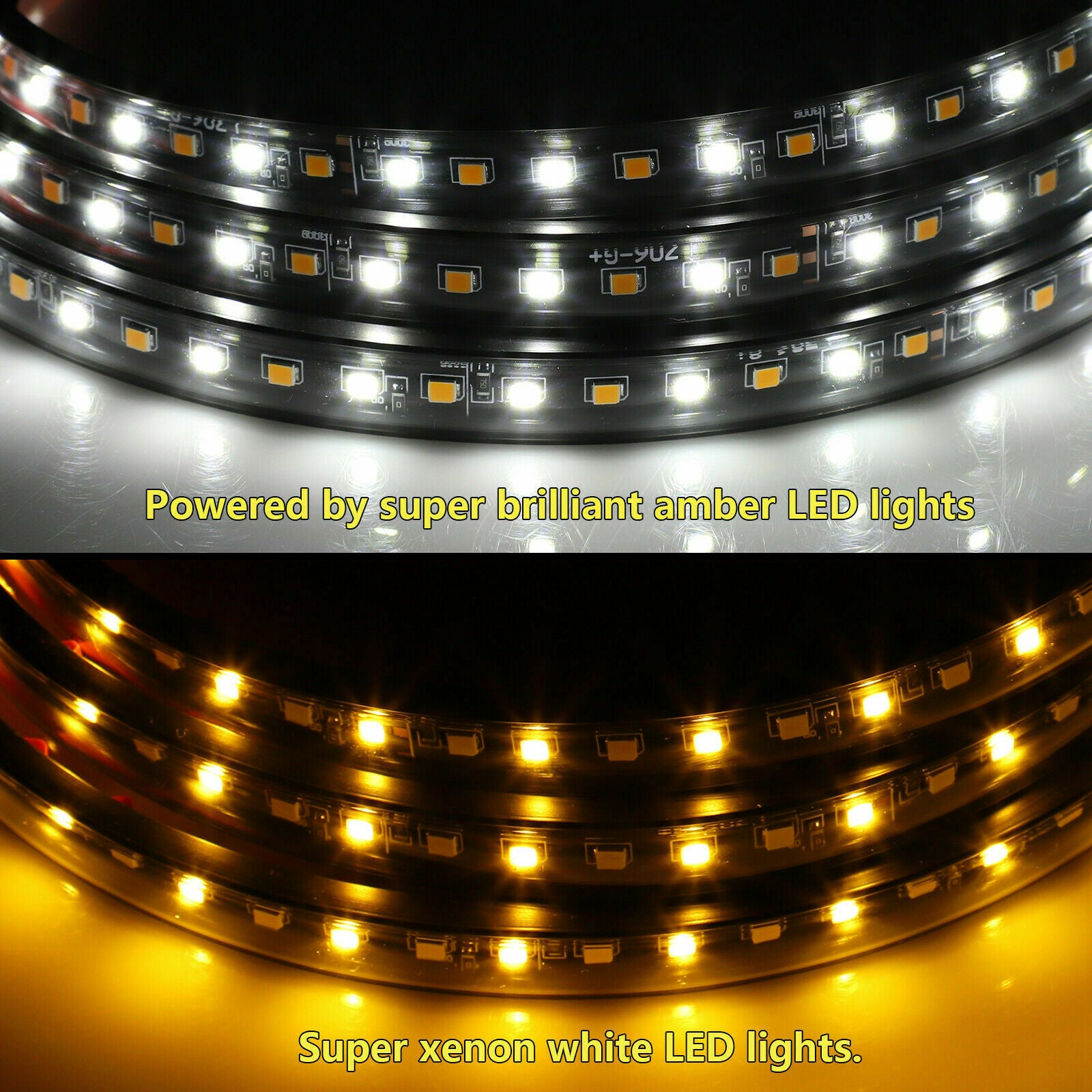 2X 70" Running Board LED Light Side Step Strip Bar White Amber Turn Signal Truck