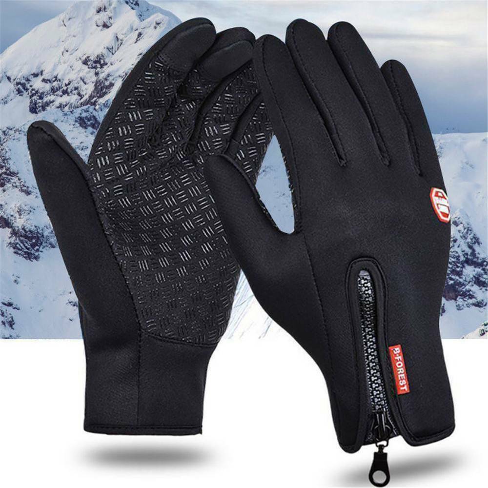 Black Men's Winter Warm Windproof Waterproof Thermal Touch Screen Ski Gloves