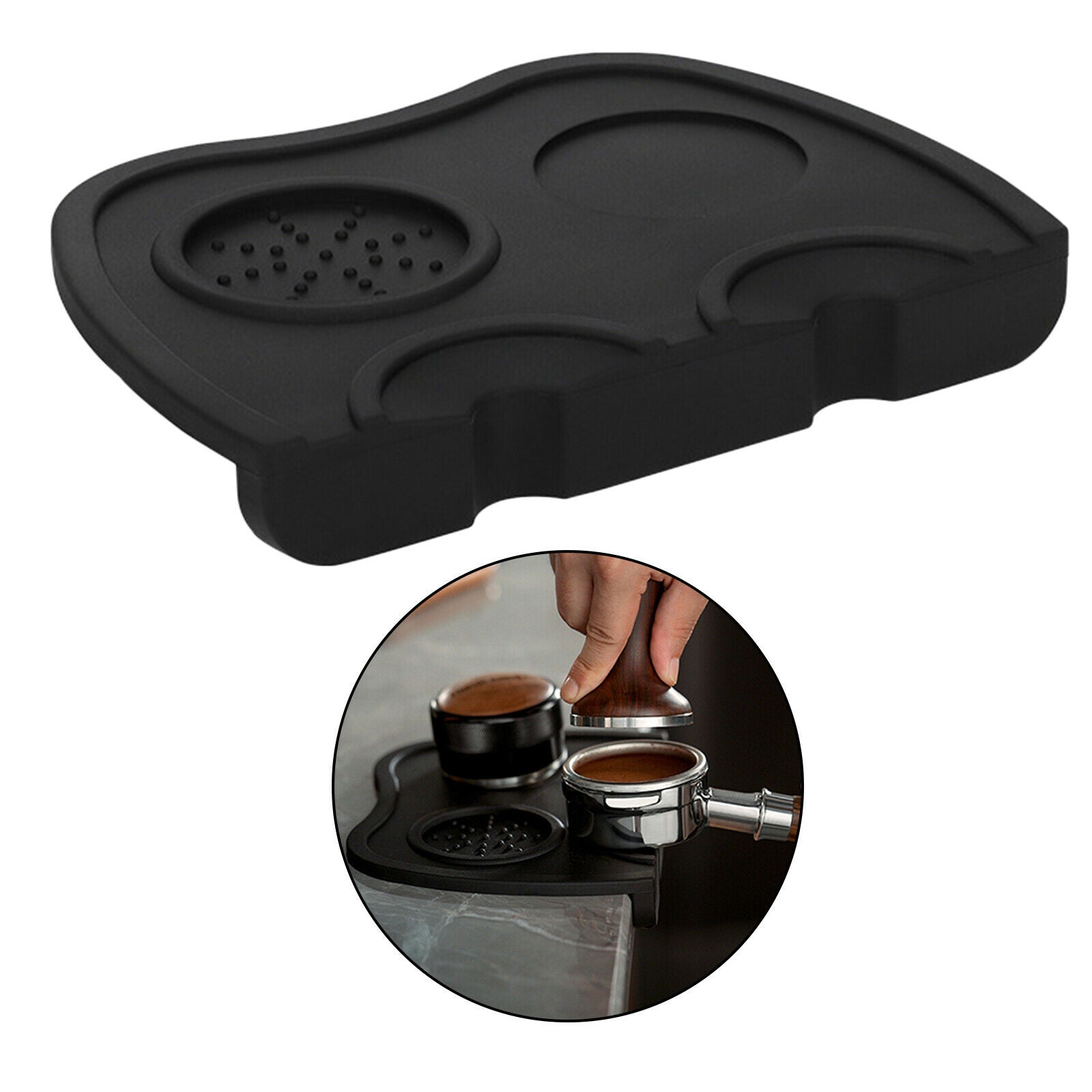 Coffee Anti-slip Mat Espresso Tamping Holder Pad Coffee Grind Silicone Mat Black