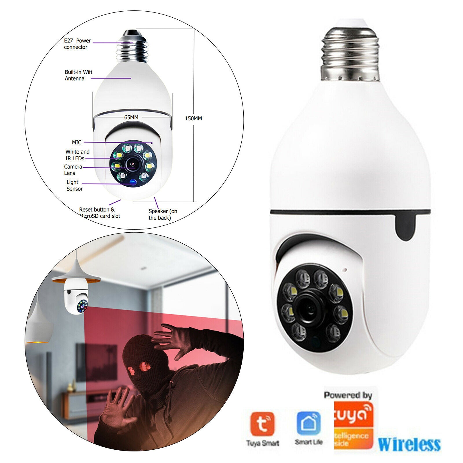 Wireless WiFi Camera 1080P HD IP Security Camera IP66 Waterproof Outdoor