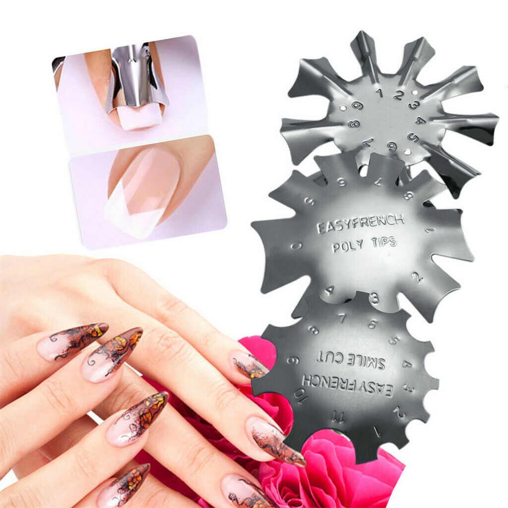 3 Different Sizes Nail French Line Edge Guide Stainless Steel Trimmer Cutter Set