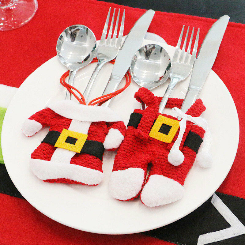 Batch 3 Cutlery Tray IN Costume Of Santa Claus for Table Decoration - New