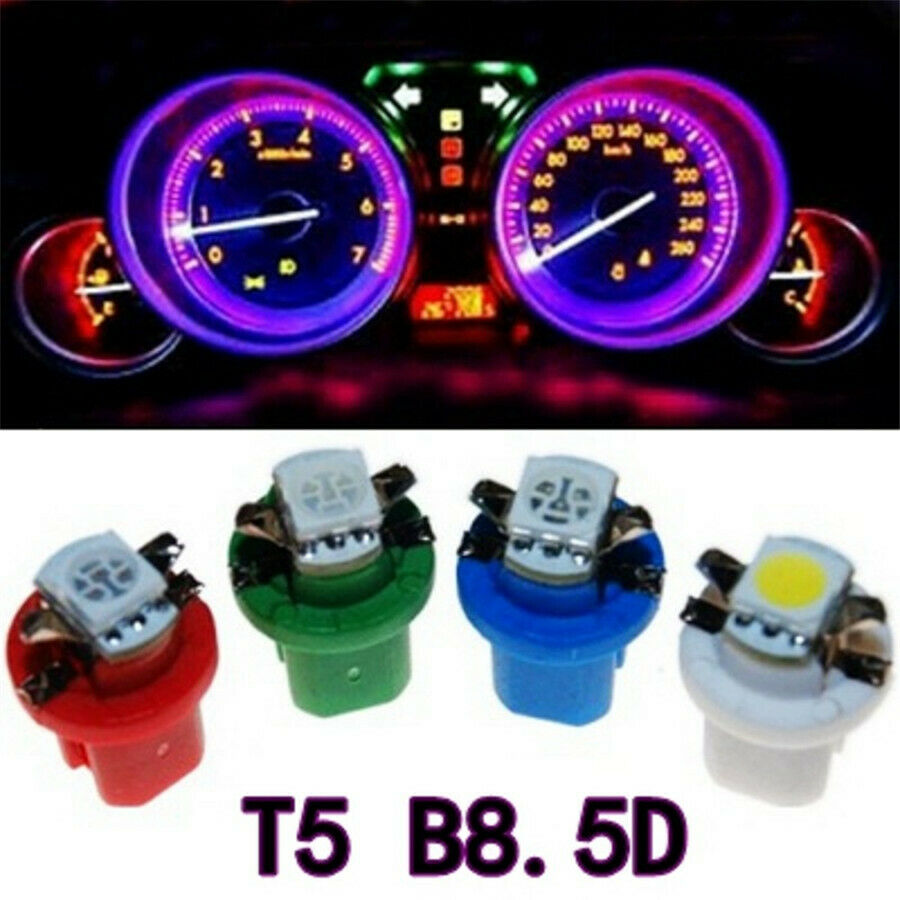 50Pcs T5 B8.5D 5050 SMD LED Indicator Gauge Dashboard Dash Side Lights Bulbs
