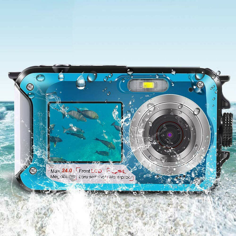 Waterproof Digital Camera 1080P HD 2.4MP Dual-screen Underwater DV Recorder