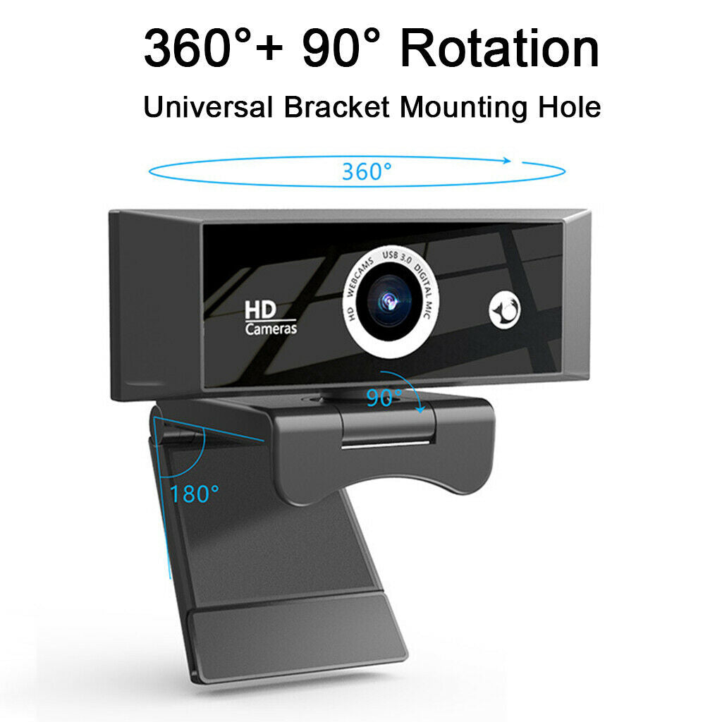 USB 2.0 Webcam 1080P HD with Built-in Microphone 360Degrees Rotatable for PC