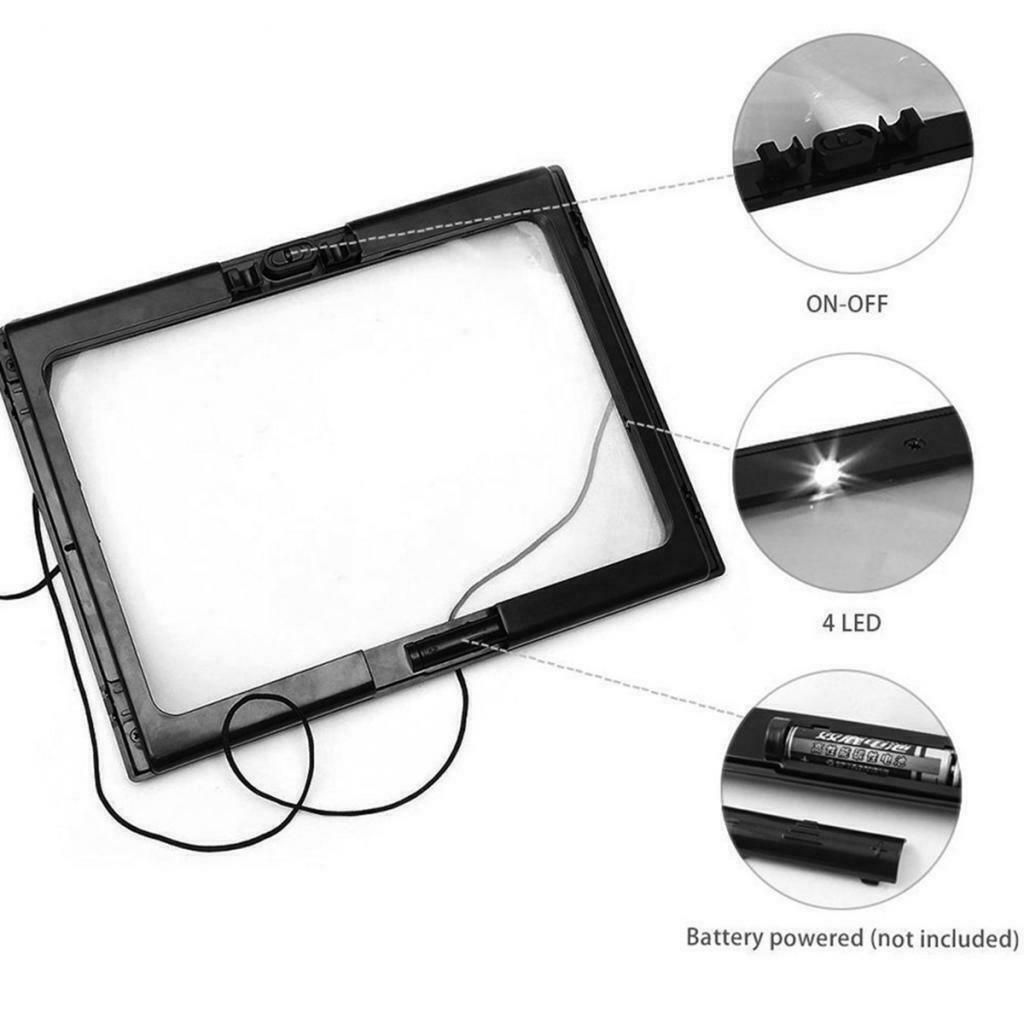 3x Reading Magnifier Foldable Magnifier W LED Light Desktop Book