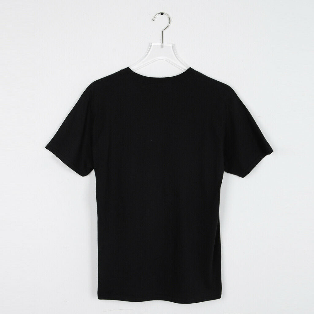 Men's Summer Casual Beating Heart Print O Neck Short Sleeve T-Shirt  S Black