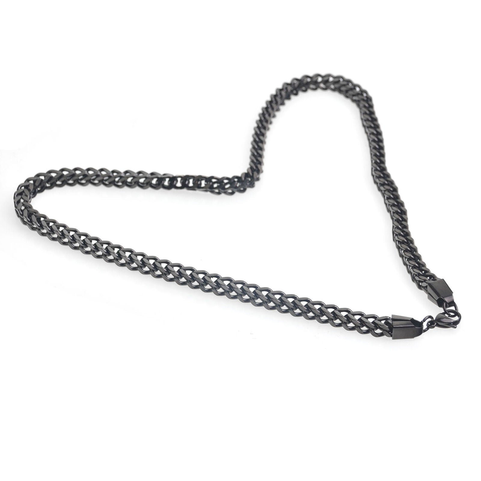 Stainless Steel Necklace Square Wheat Link Mens Chain Bracelet Black 22 inch