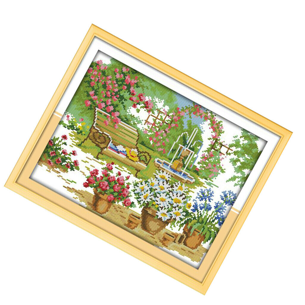 Garden 11CT Cross Stitch Stamped Kits Quilt Pre-Printed Cross-Stitching Patterns