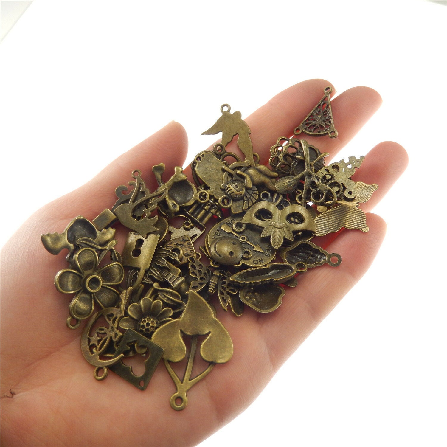 50g/lot Assorted Jewelry Crafts Alloy Bronze Charms Pendants Accessories 53201