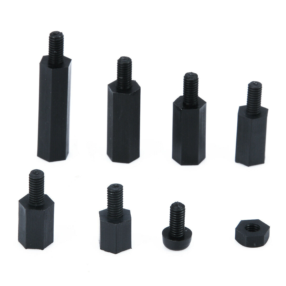 180pcs M3 Nylon Screw Black Hex Screw Nut PCB Standoff Spacer Assortment Kit