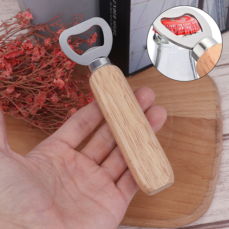 1 Pc Bottle Opener Rubber Wood Handheld Wine Beer Soda Glass Cap Bottle O.l8