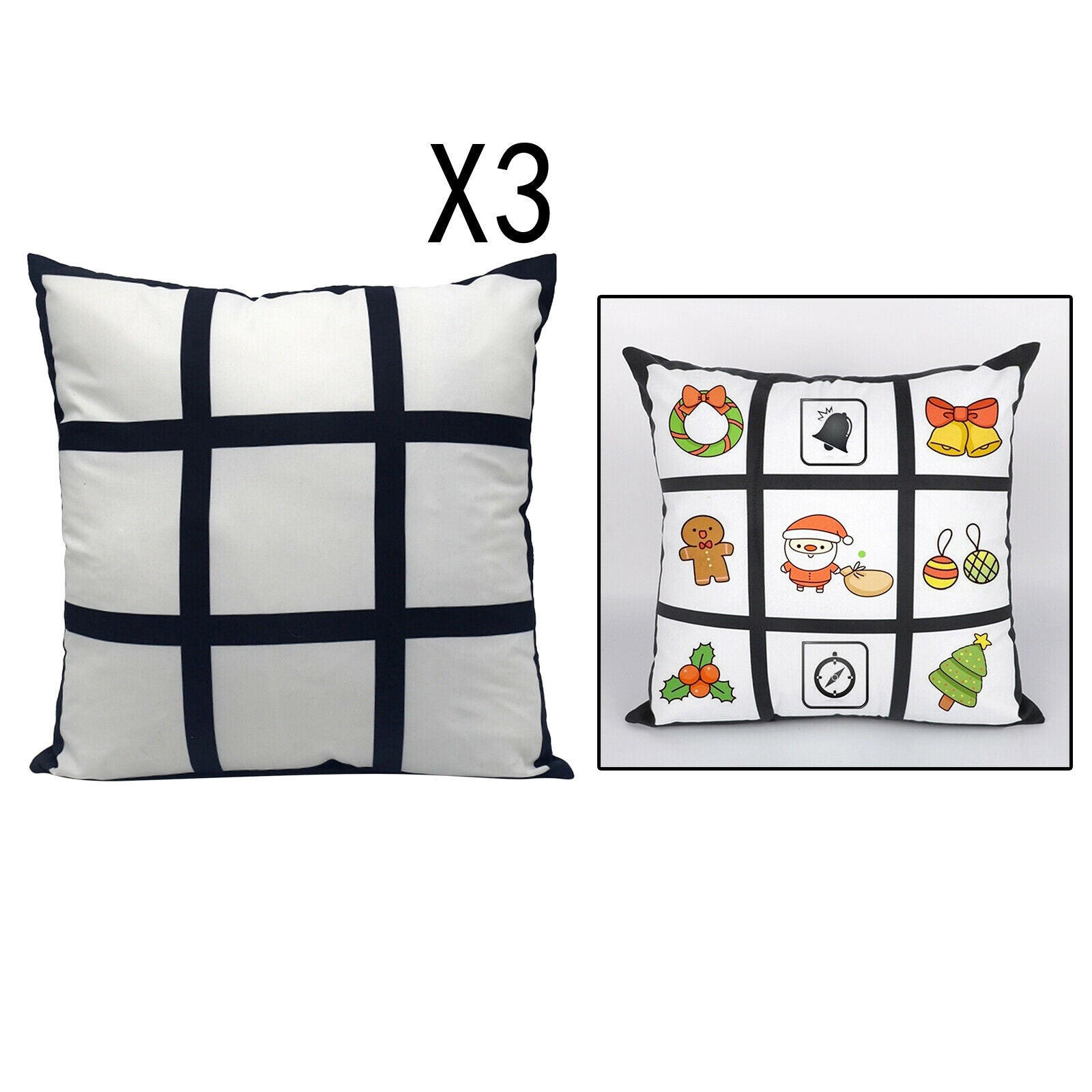 3 Pack Sublimation Blanks Panel Pillow Case Car Bed Couch Cushion Covers