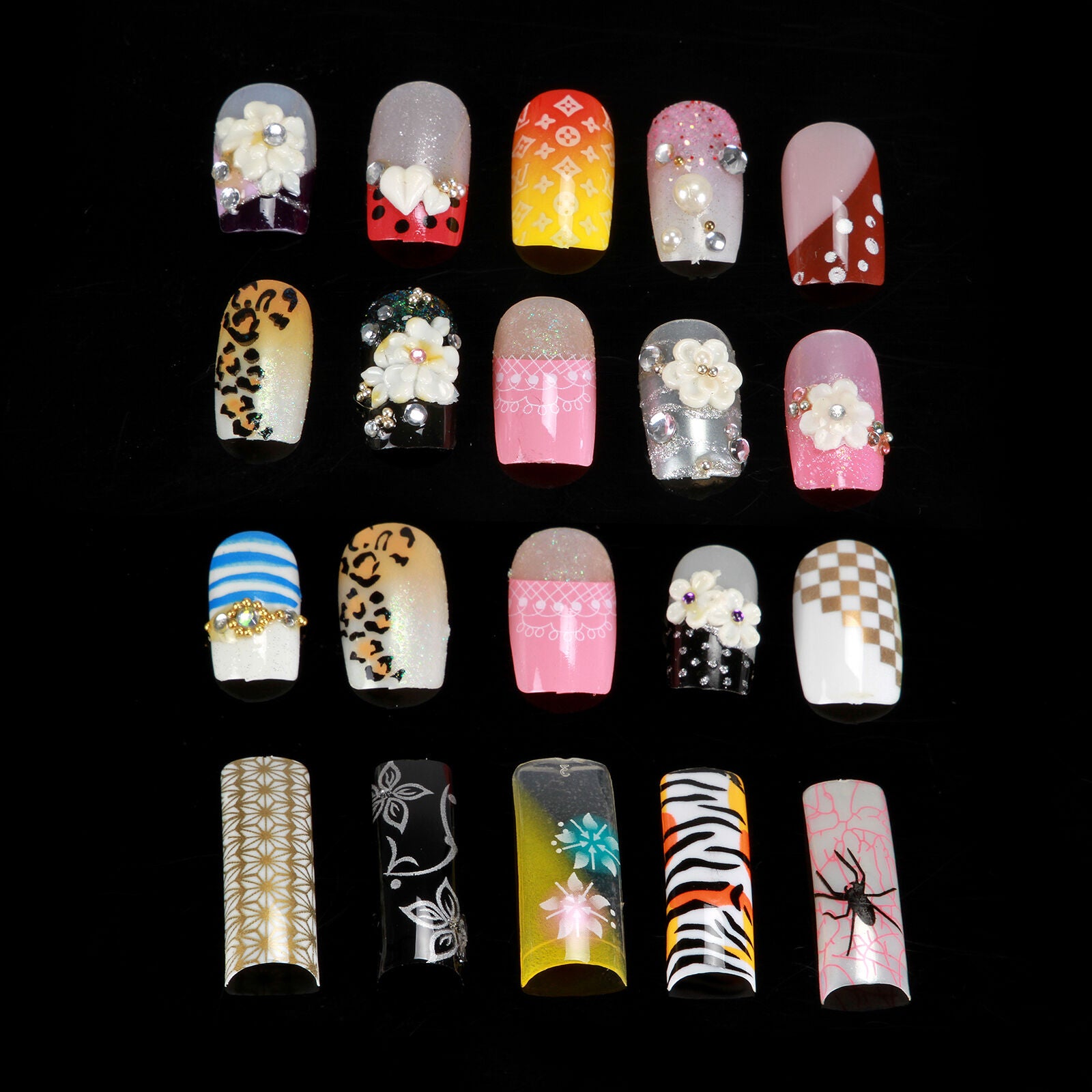 100pcs/Box False Acrylic Gel French Nail Art Tips Salon Random Color