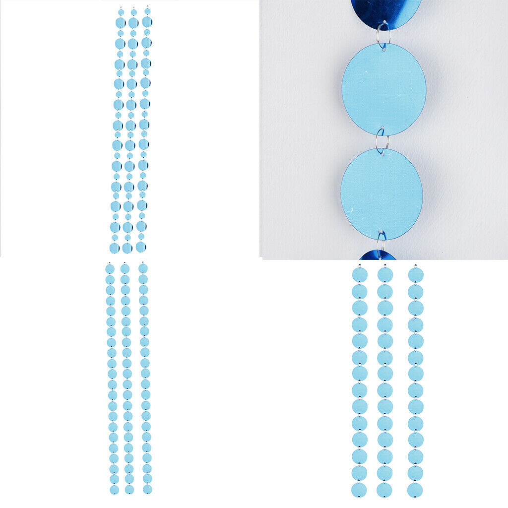 3pcs Round Plastic Sequins Hanging Garlands String Banner Decoration A