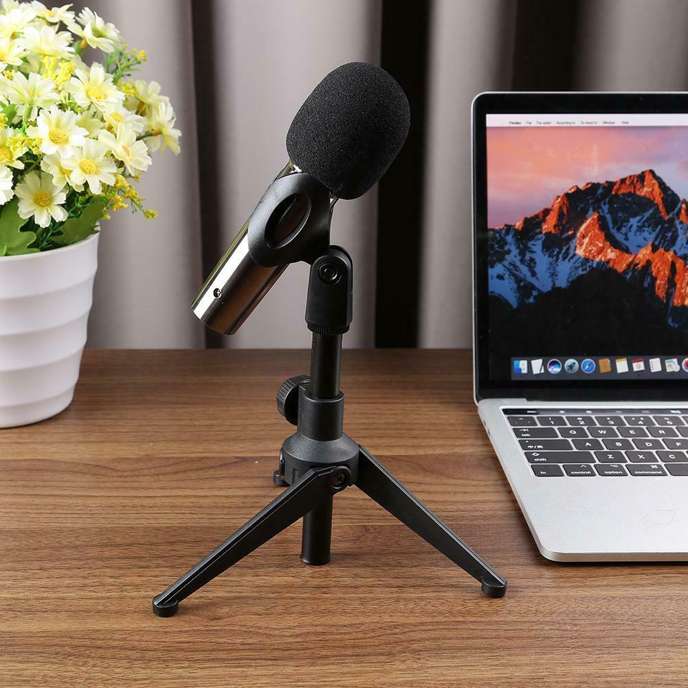 Adjustable Desk Capacitive Microphone Stand Foldable Tripod MIC Holder w/Clip
