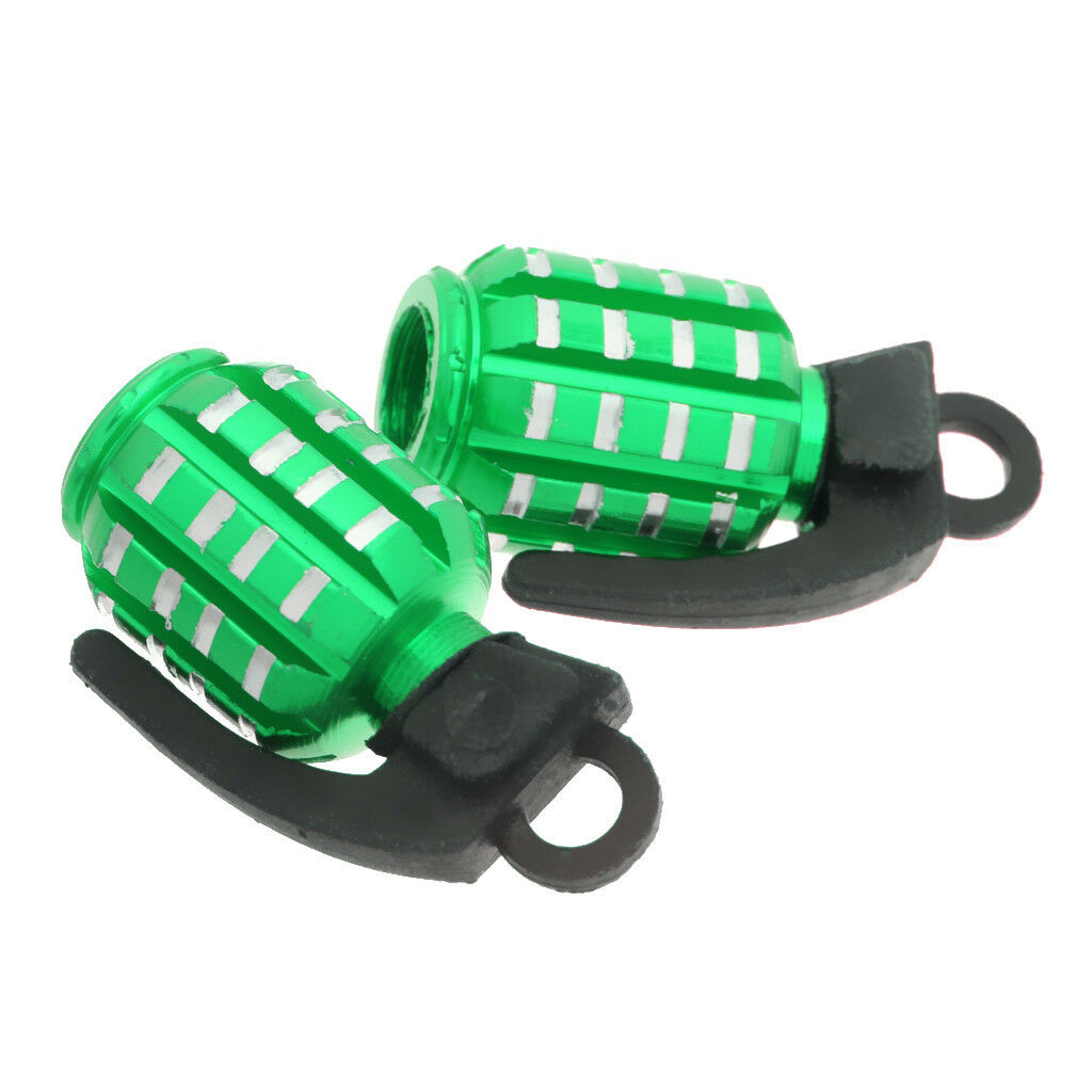 2pcs  Shape Tire Tyre Valve Dust Caps for Car Motorcycle Bike -Green