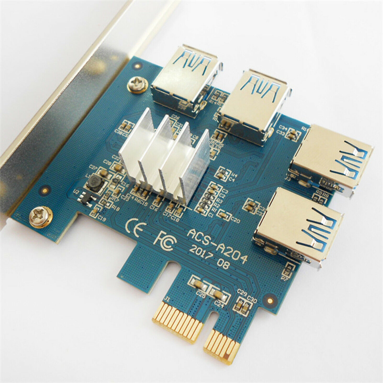 PCI-E 1 to 4  1x to 16x USB 3.0 Riser Card Board Mining Expansion