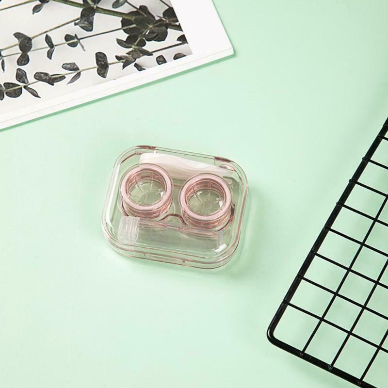 Mini Clear Flip Top Contact Lens Case Travel Soak Storage Container with Bottle