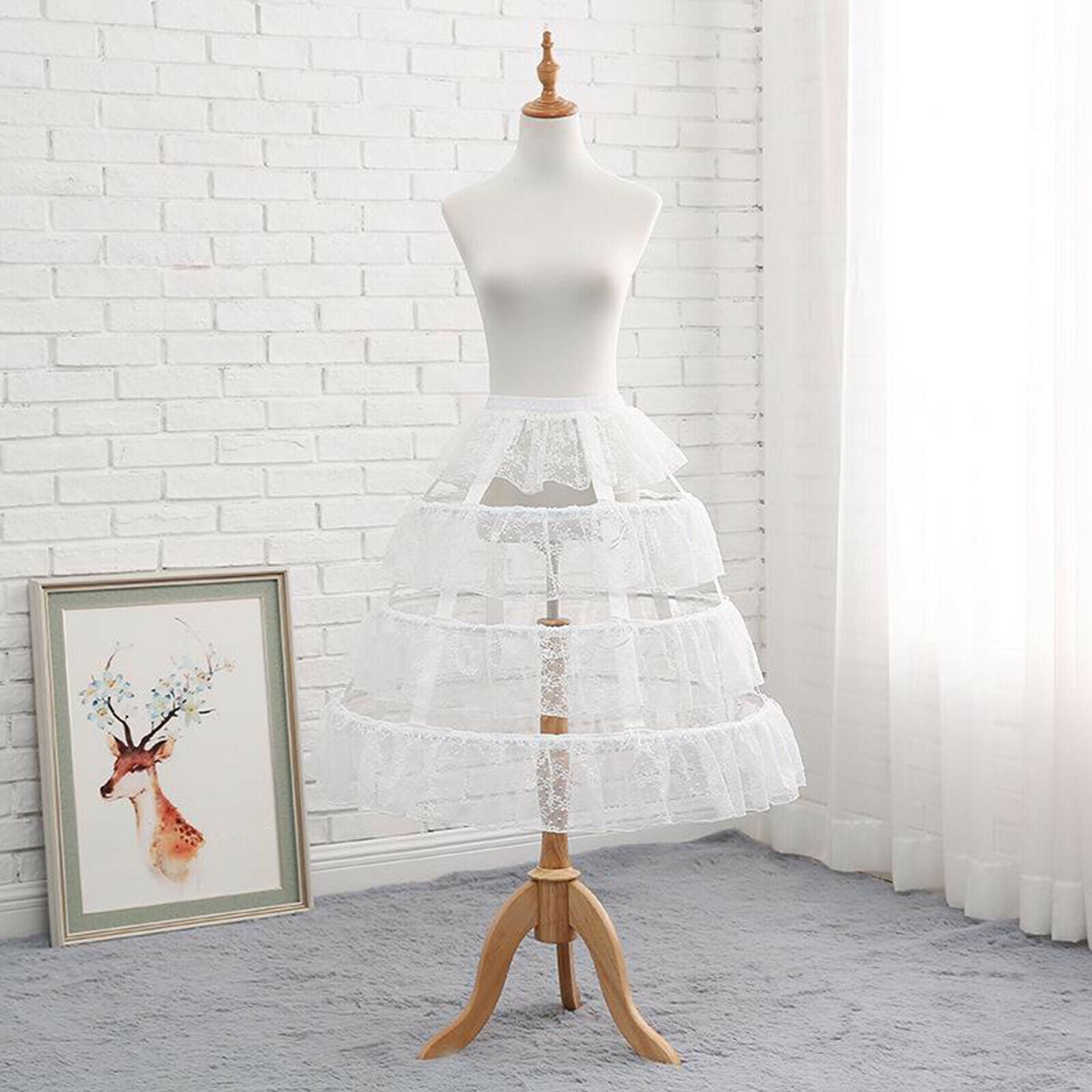 Womens Petticoat Half Slip 3 Hoop Crinoline Petticoat Skirt Bustle Skirt Pannier