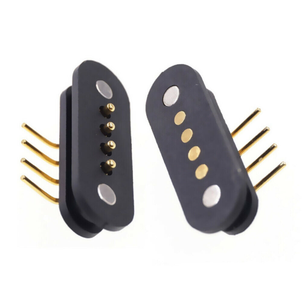 5 Pairs Spring-Loaded Magnetic Pogo Pin Connector 4 Pin Pitch 2.5mm Angled Probe