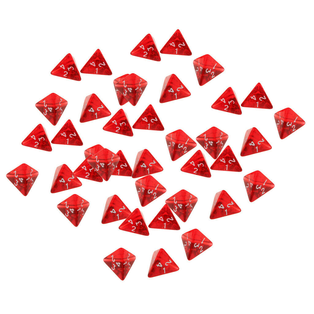 40x 2cm Acrylic D4 Role Playing Dices for DND RPG Table Game Casino Supplies