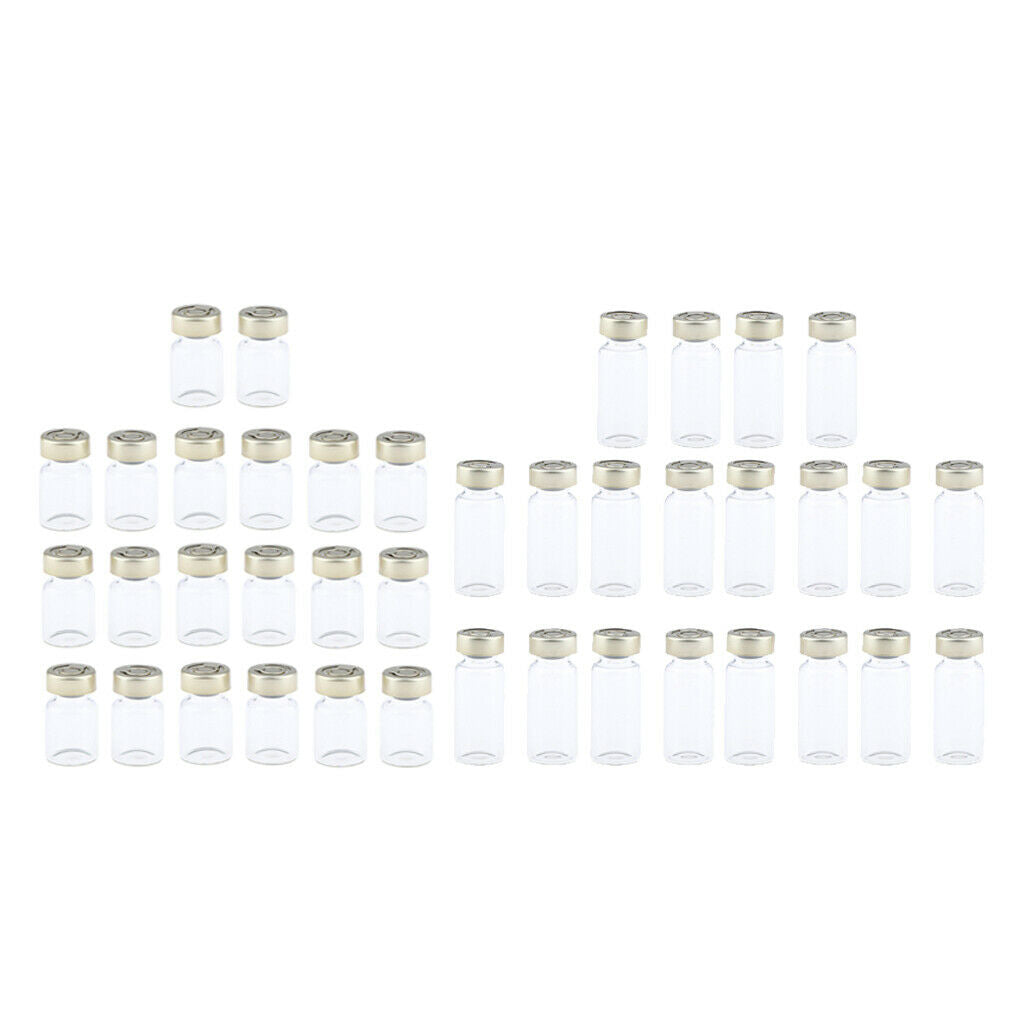 40x Empty Sterile Glass Sealed Serum Vials Bottles Powder Container 5ml/10ml