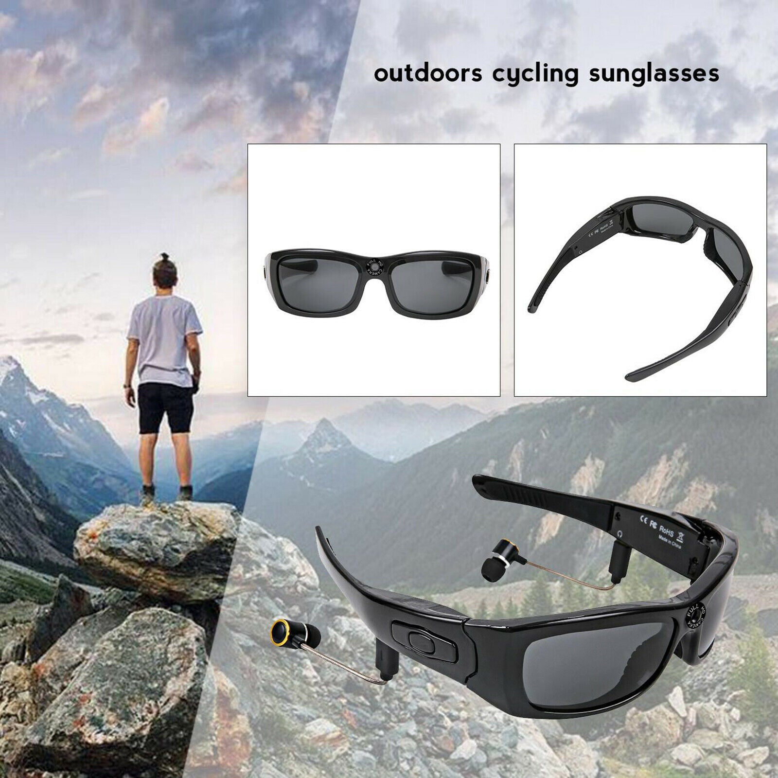 Wearable Smart Bluetooth Sunglasses Headset Camera Cycling Glasses New