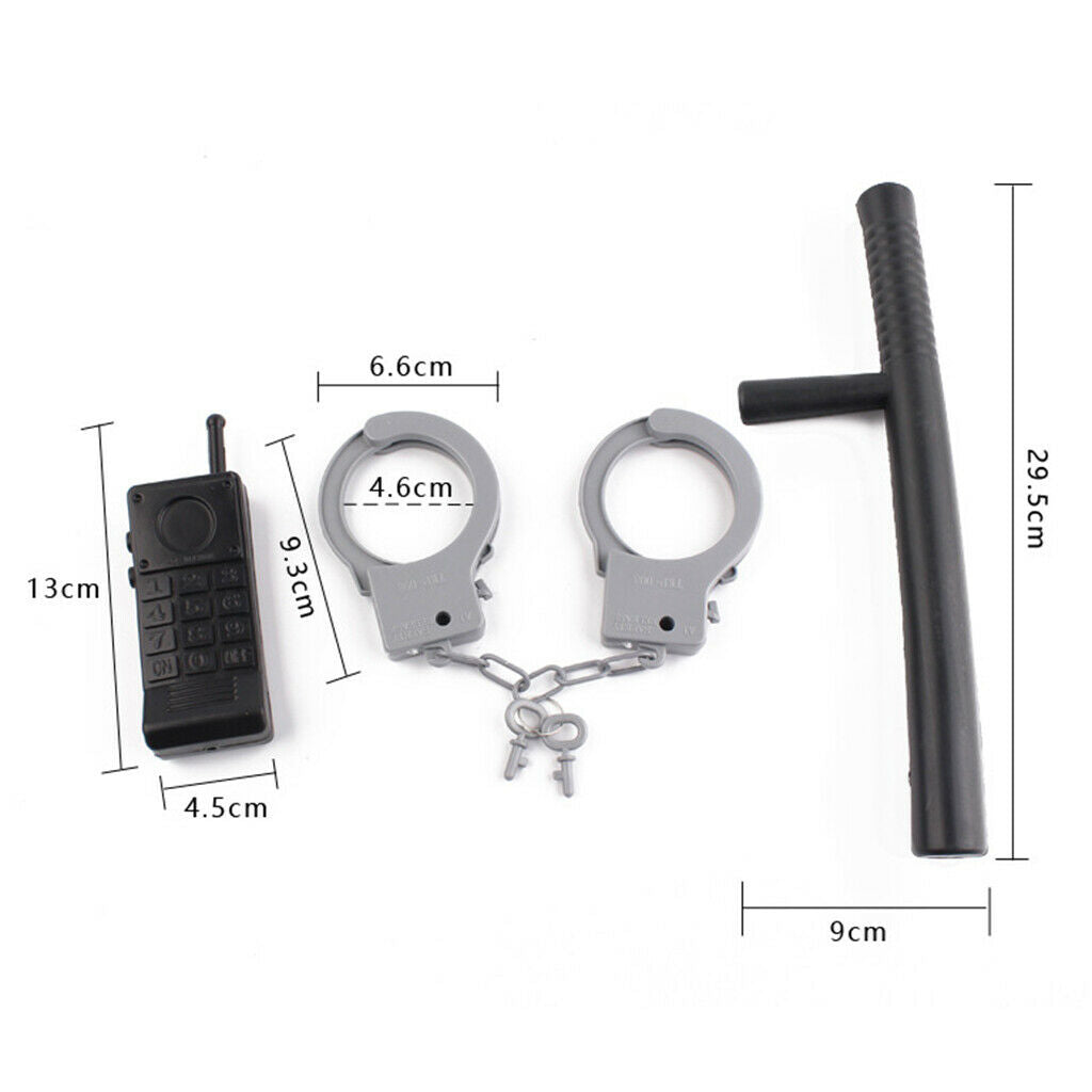 Plastic Officer Policeman Set Dress Costume Kids Boys Pretend Toys Props