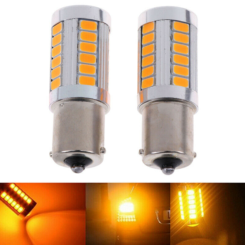 2x 1156 BA15S P21W 33 SMD LED Daytime Running Light Yellow Bulb Super Bri.l8