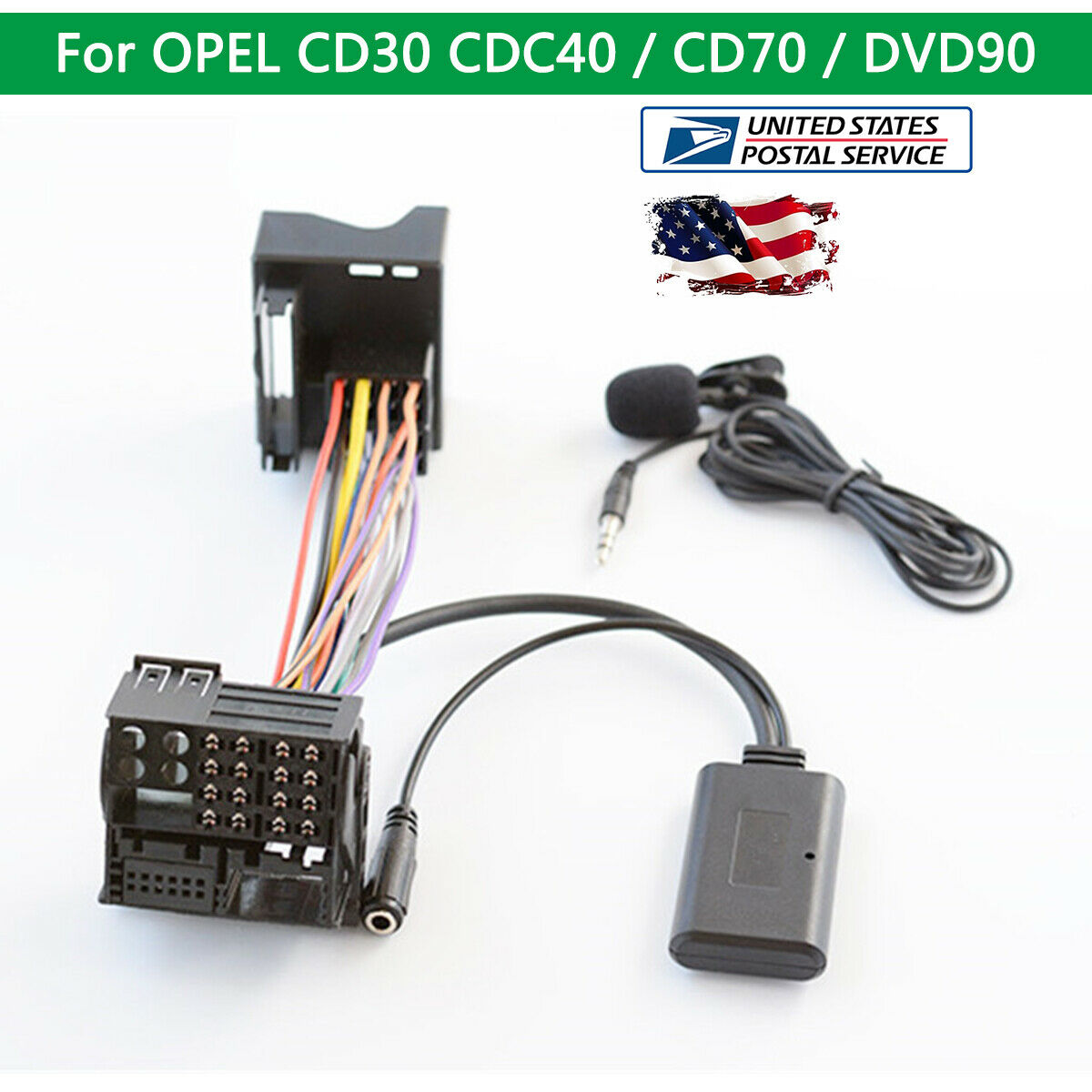 Car Bluetooth Music Cable Module AUX Adapter MIC For OPEL CD30 CDC40 CD70 DVD90
