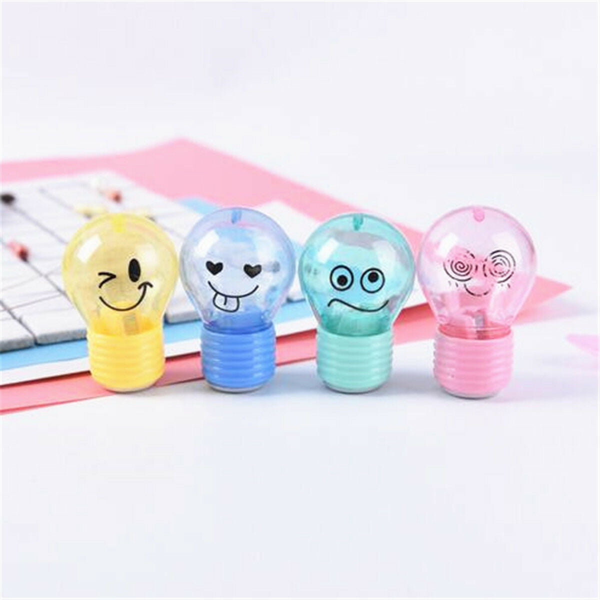 2PCS Mini Light Bulb Can Pencil Sharpener Office Student School Supply Kids Gift
