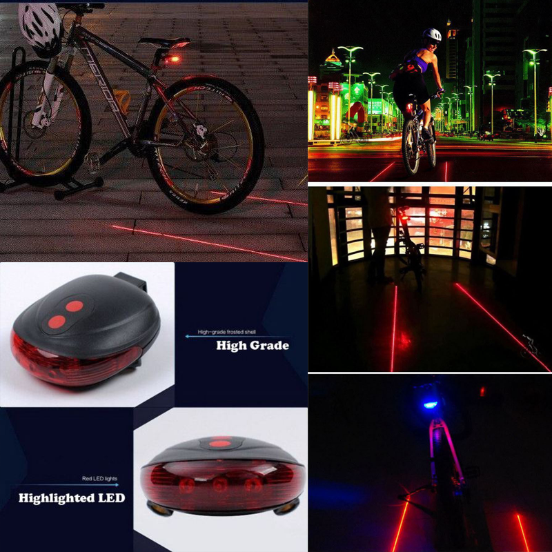 2Laser +5 LED Flashing Lamp Light Rear Cycling Bicycle Bike Tail Safety Warning